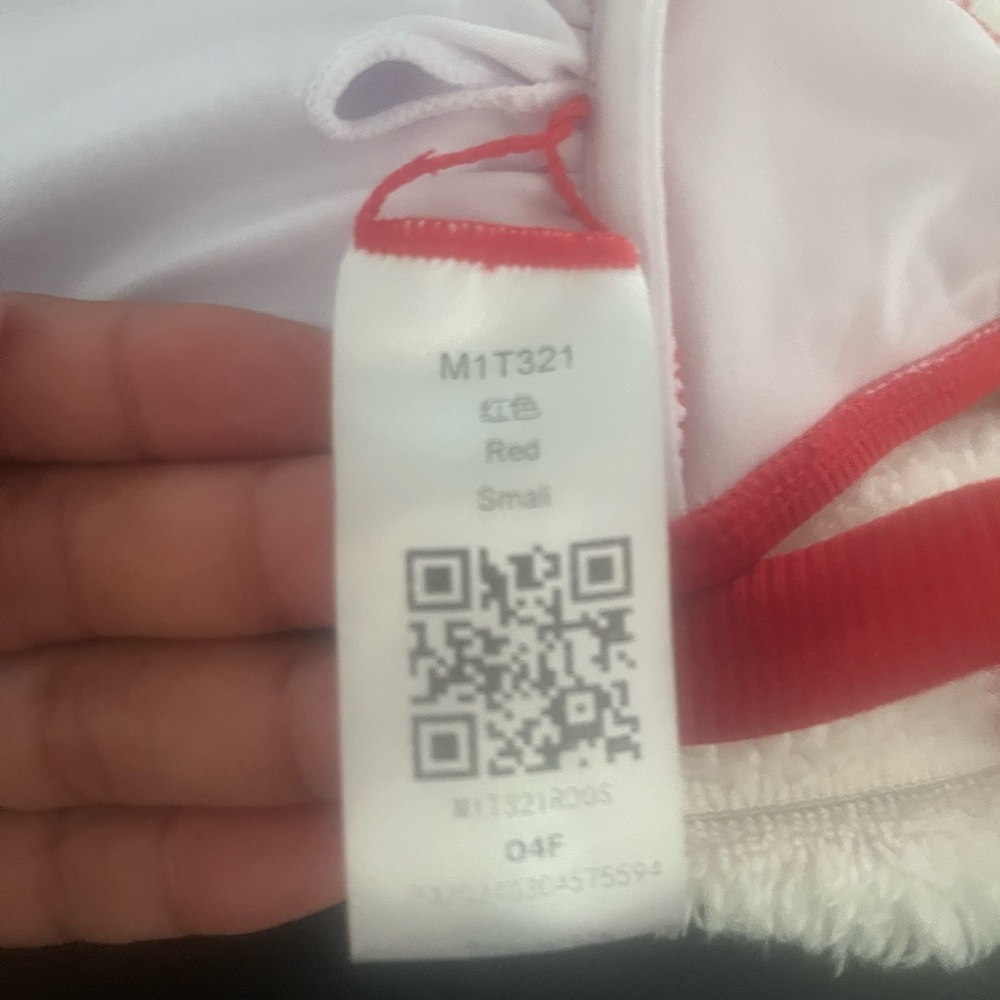 Red Trim White Swim Top - Size Small